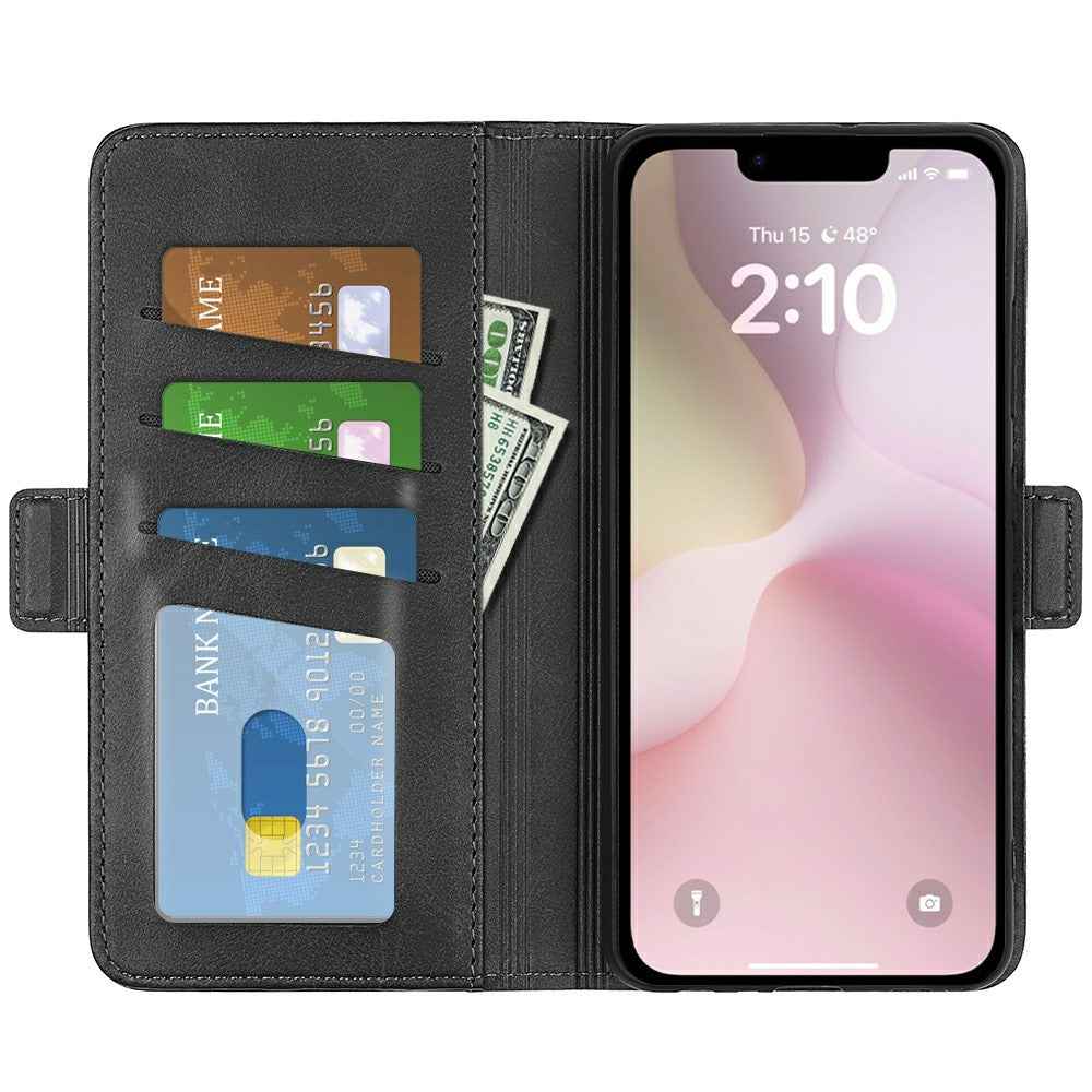 For iPhone 17e / 16e Stand Case Calf Texture Leather Wallet Phone Cover
