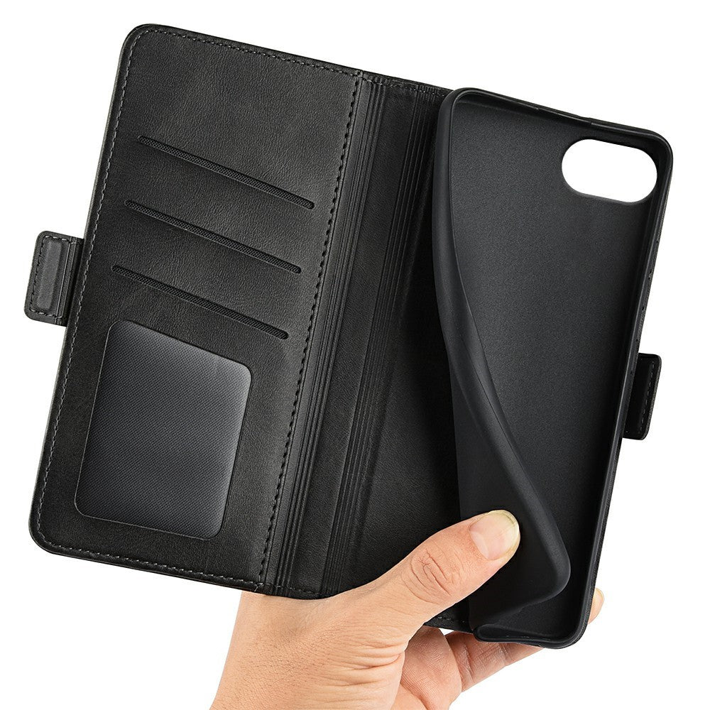 For iPhone 17e / 16e Stand Case Calf Texture Leather Wallet Phone Cover