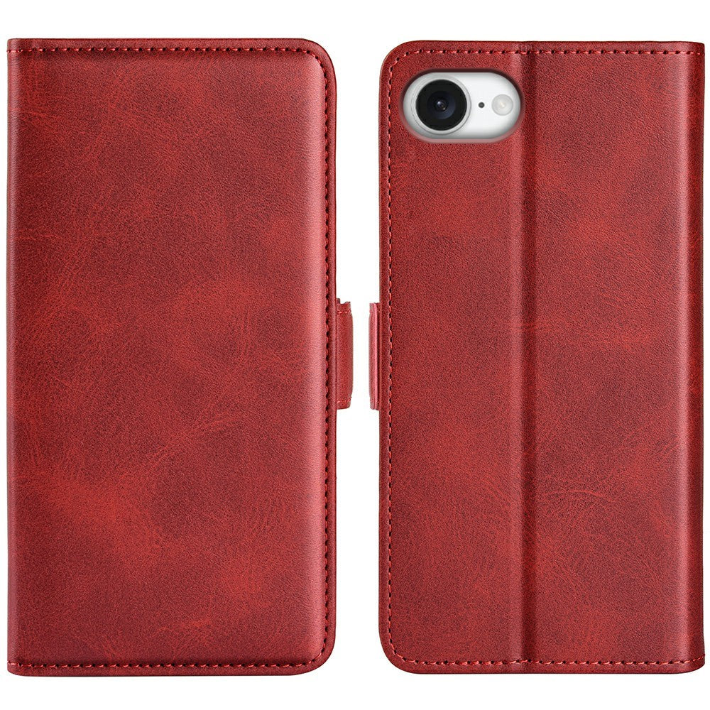 For iPhone 17e / 16e Stand Case Calf Texture Leather Wallet Phone Cover