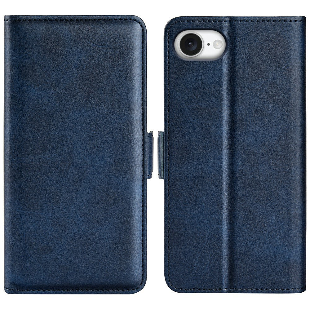 For iPhone 17e / 16e Stand Case Calf Texture Leather Wallet Phone Cover