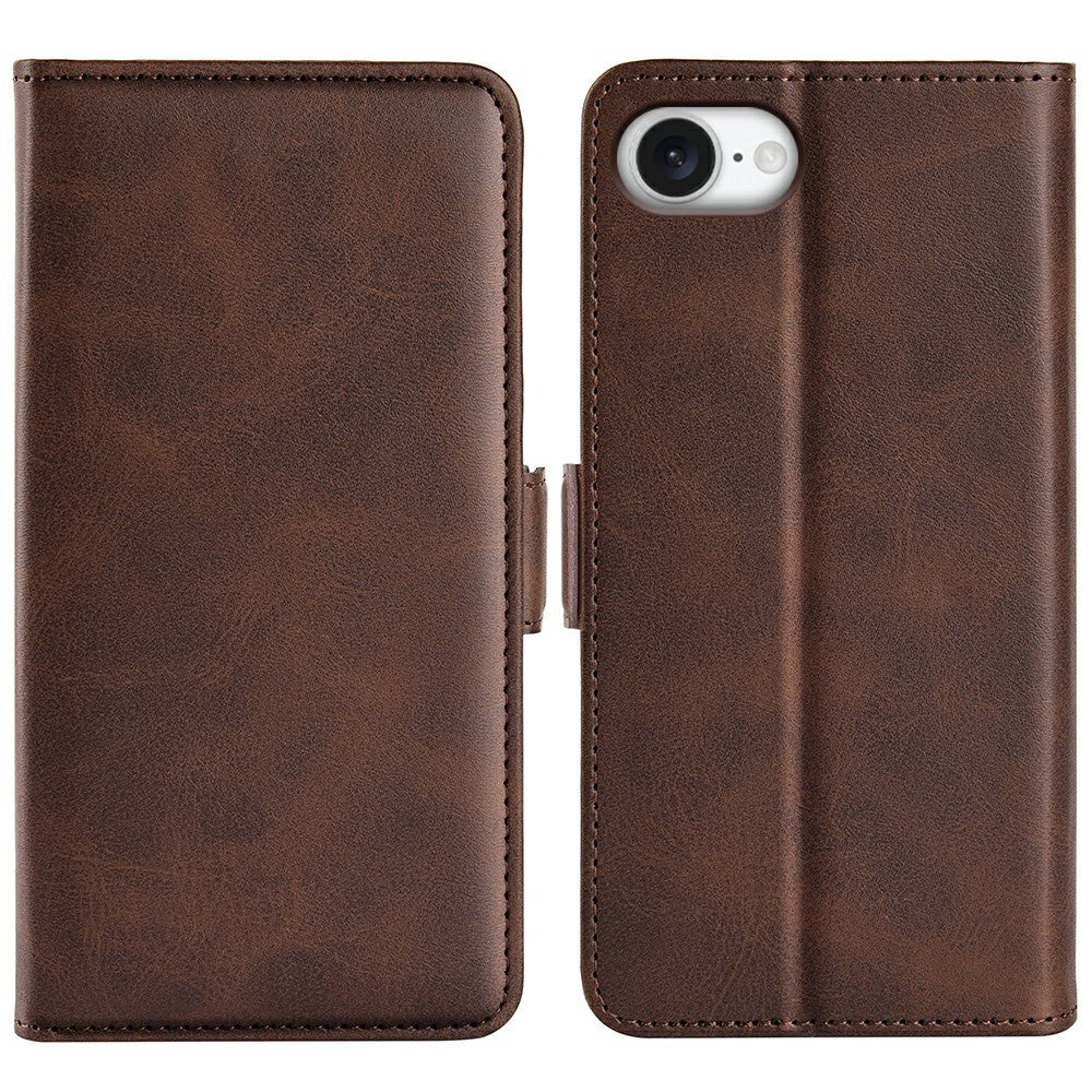 For iPhone 17e / 16e Stand Case Calf Texture Leather Wallet Phone Cover