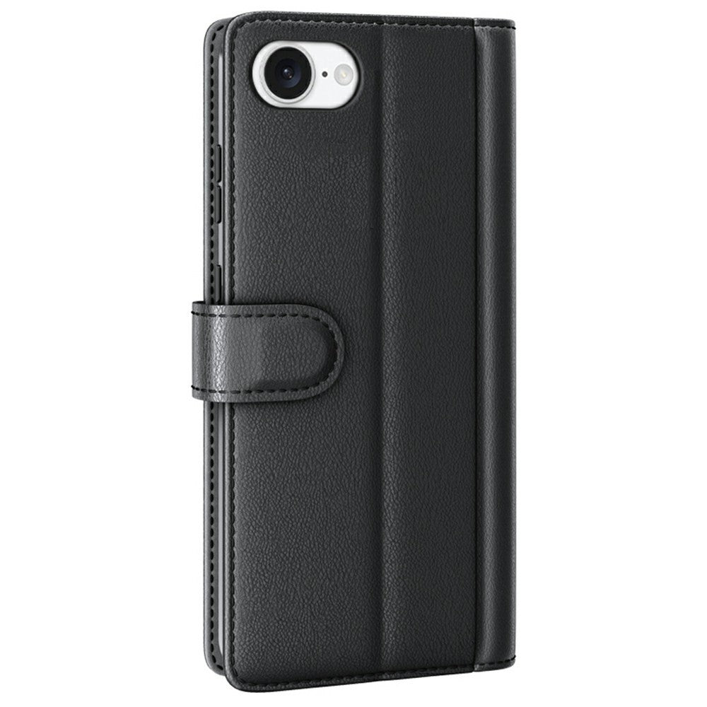 For iPhone 17e / 16e Case Genuine Split Leather Phone Cover with Wallet Stand