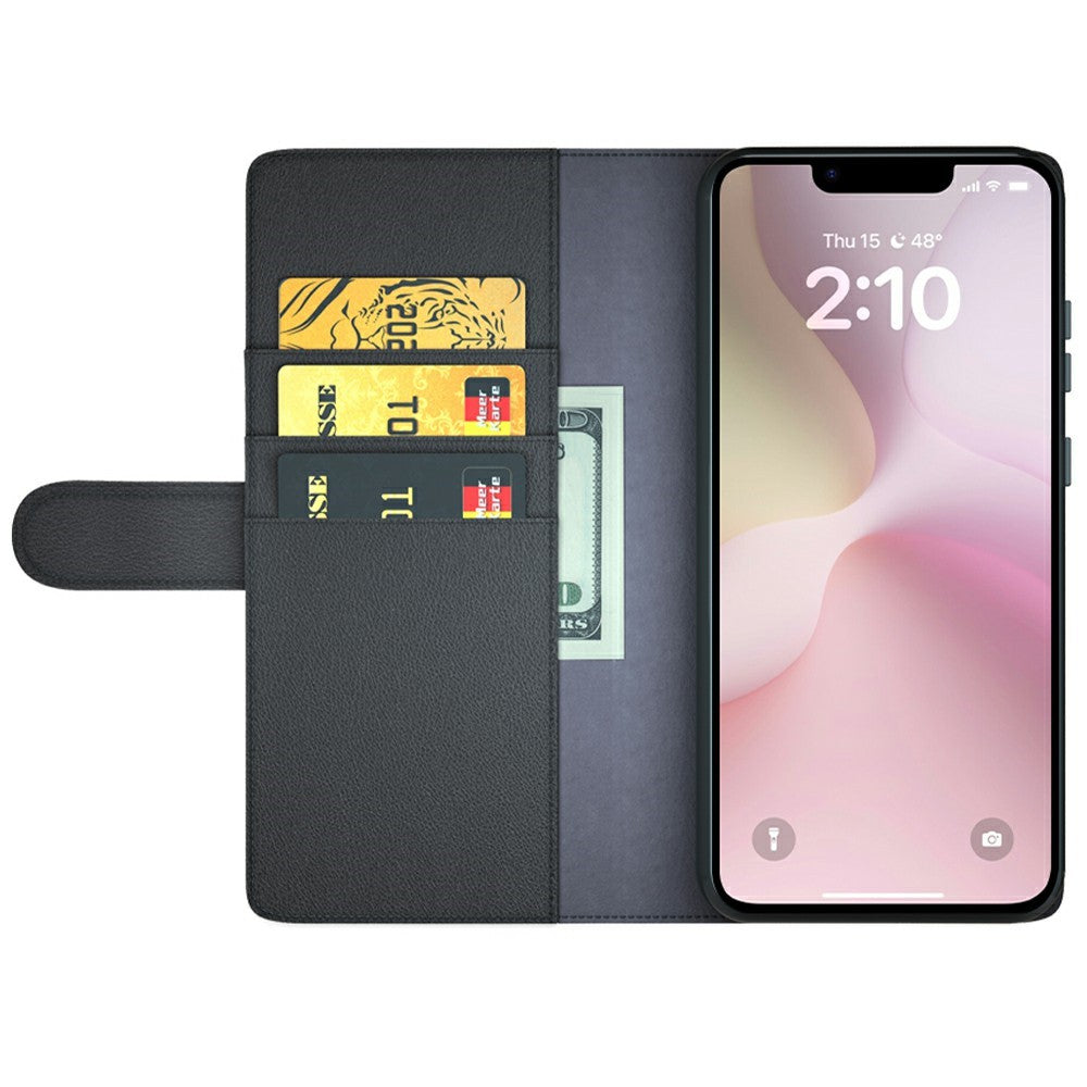 For iPhone 17e / 16e Case Genuine Split Leather Phone Cover with Wallet Stand