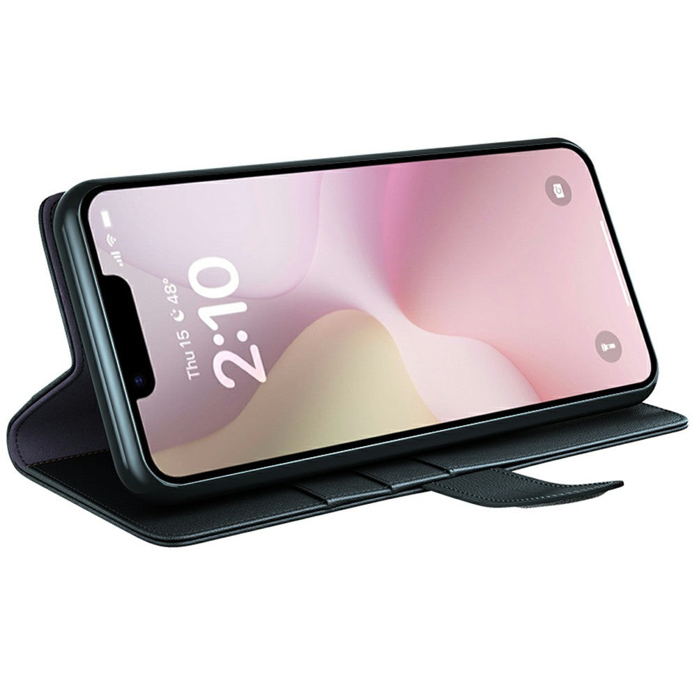 For iPhone 17e / 16e Case Genuine Split Leather Phone Cover with Wallet Stand