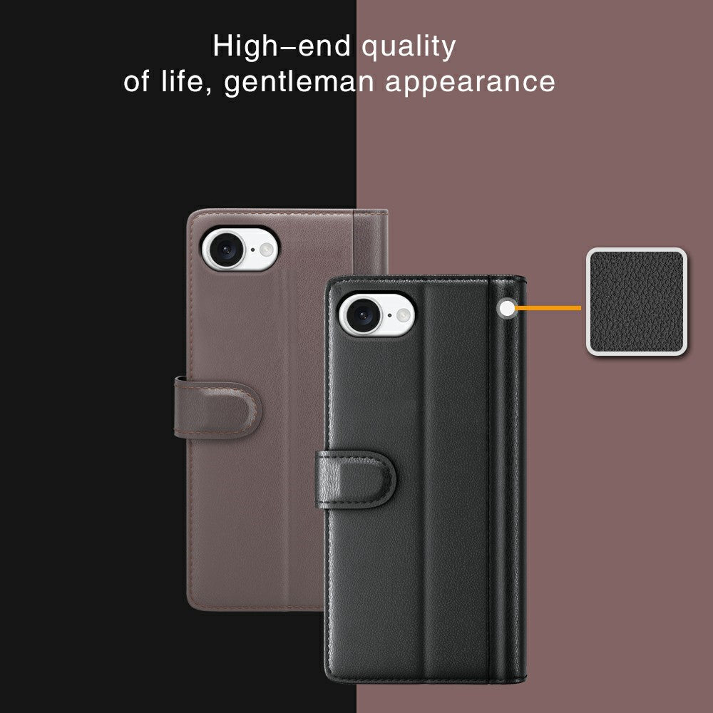 For iPhone 17e / 16e Case Genuine Split Leather Phone Cover with Wallet Stand