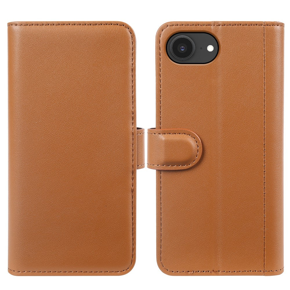 For iPhone 17e / 16e Case Genuine Split Leather Phone Cover with Wallet Stand