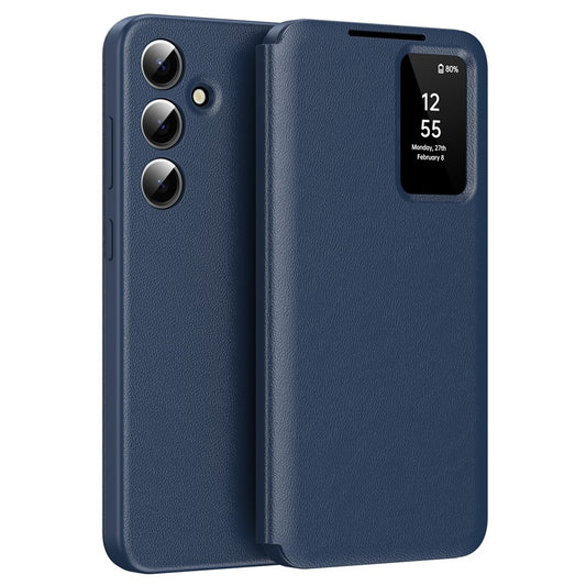 Leder Hülle mit Sichtfenster und Kartenfach für Samsung Galaxy S25