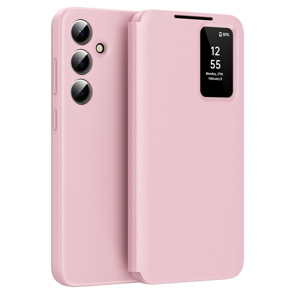 Leder Hülle mit Sichtfenster und Kartenfach für Samsung Galaxy S25