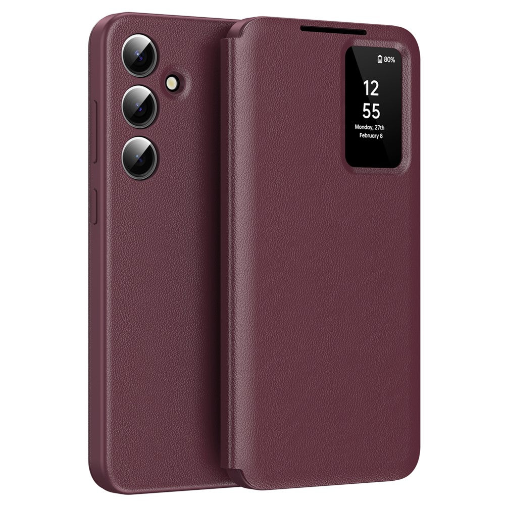 Leder Hülle mit Sichtfenster und Kartenfach für Samsung Galaxy S25