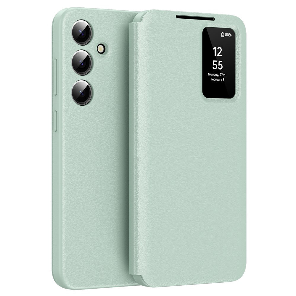 Leder Hülle mit Sichtfenster und Kartenfach für Samsung Galaxy S25