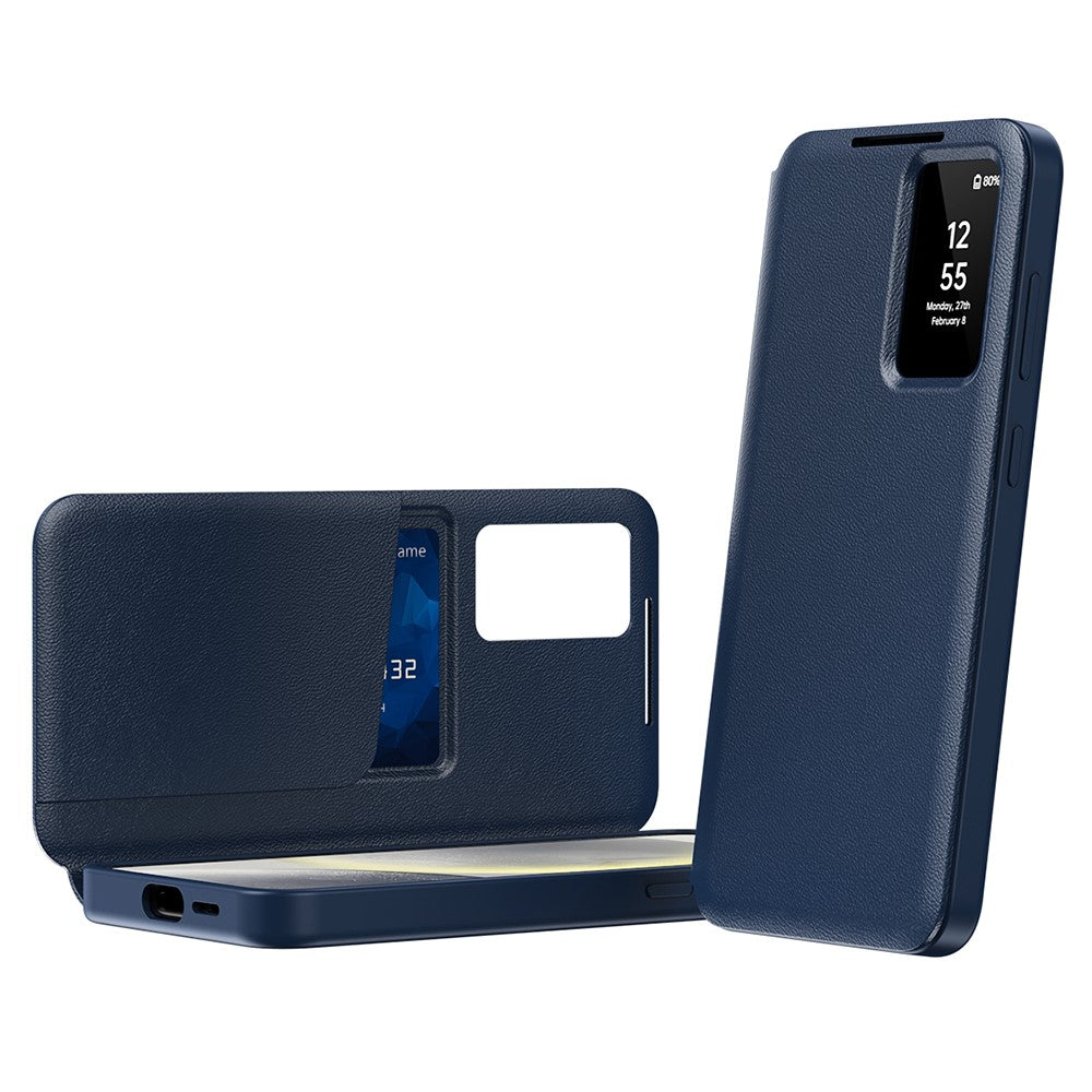 Samsung Galaxy S22 5G Hülle aus Leder mit Sichtfenster & Kartenfach