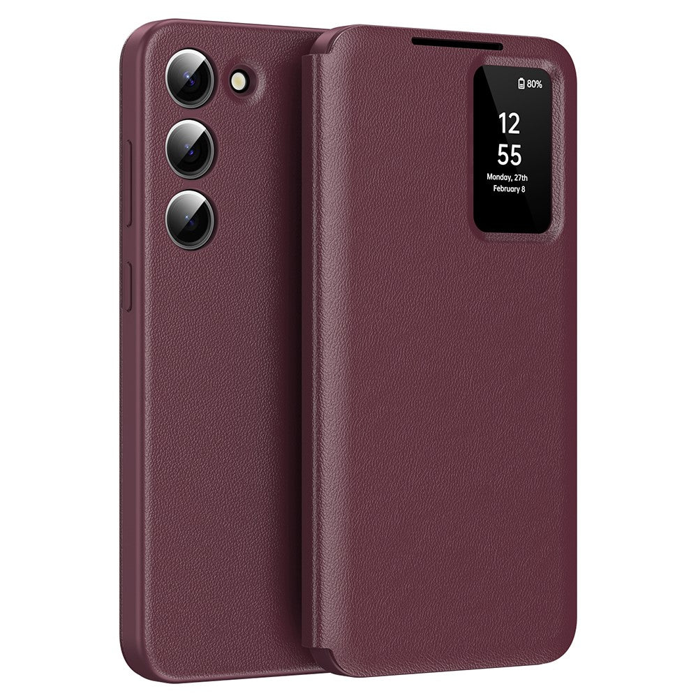 Samsung Galaxy S22 5G Hülle aus Leder mit Sichtfenster & Kartenfach