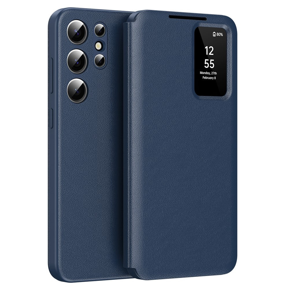 For Samsung Galaxy S25 Ultra Case Leather Phone Cover with View Window Card Slot