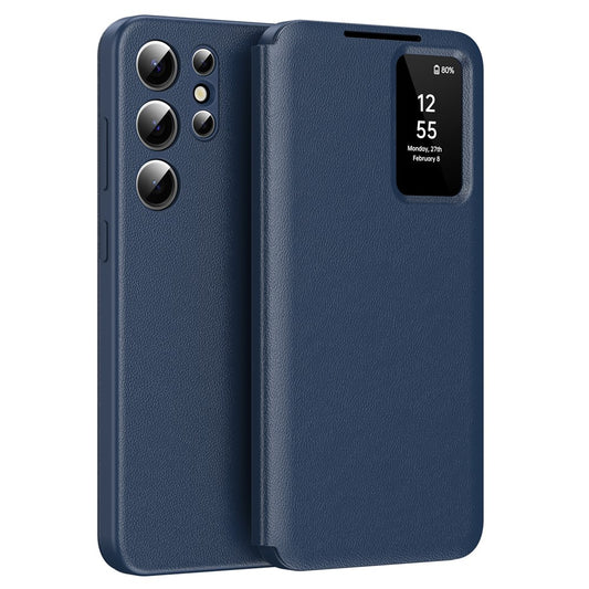 For Samsung Galaxy S25 Ultra Case Leather Phone Cover with View Window Card Slot