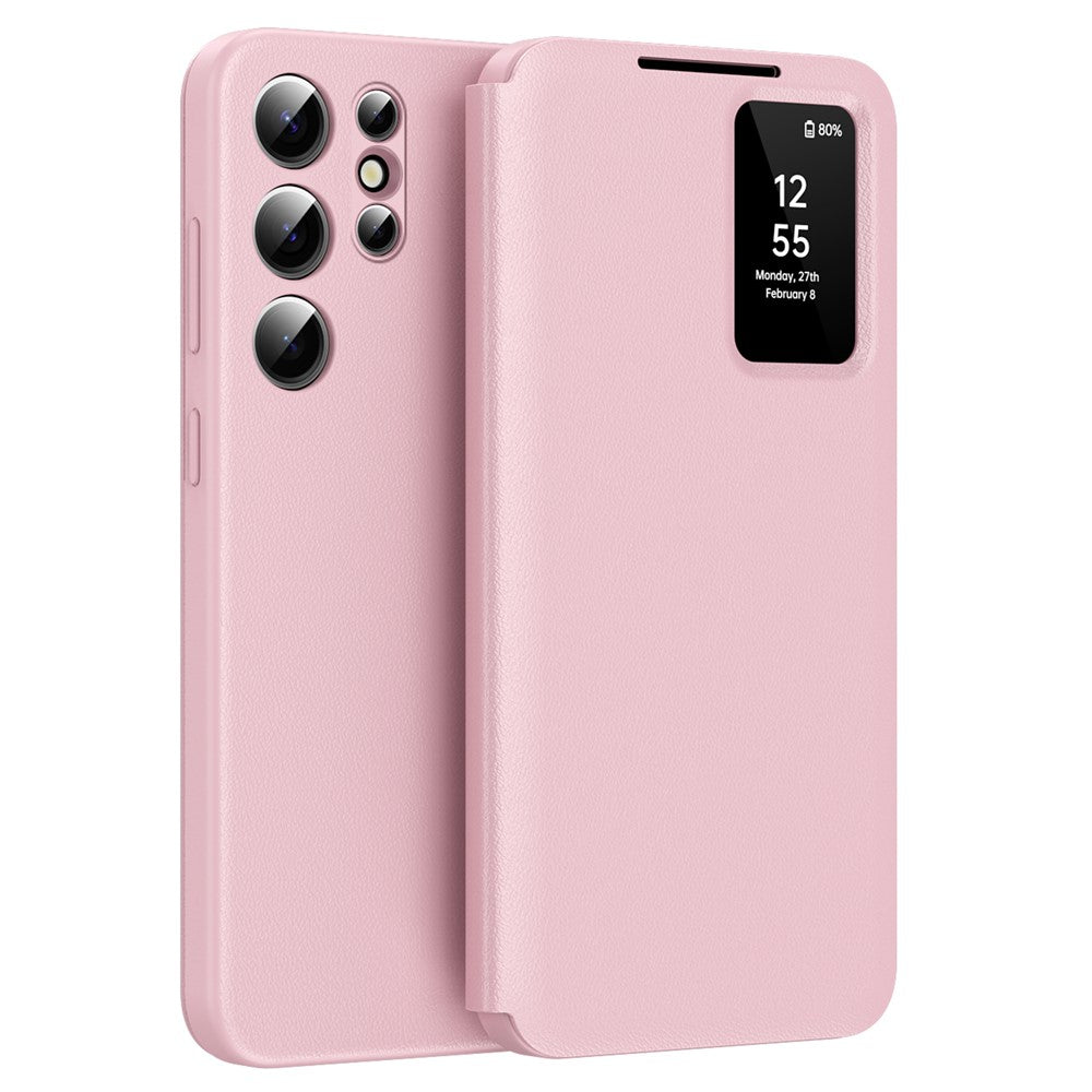 For Samsung Galaxy S25 Ultra Case Leather Phone Cover with View Window Card Slot