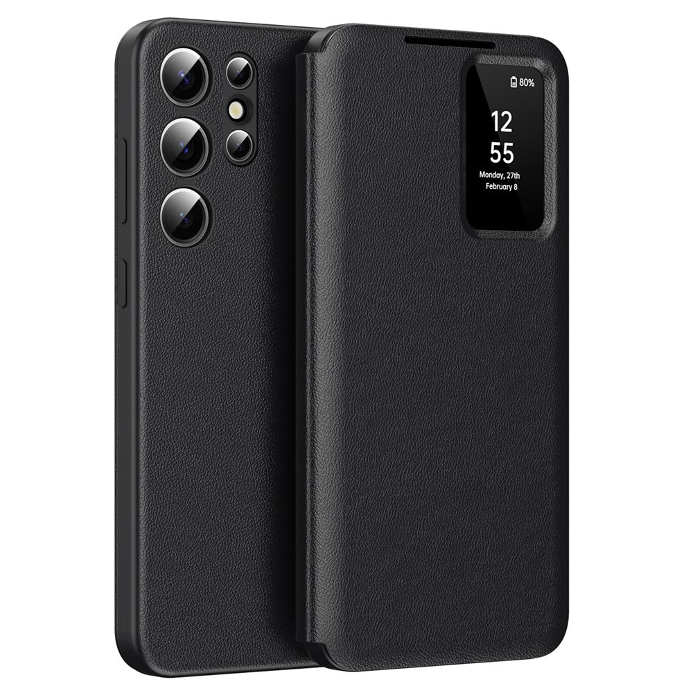 For Samsung Galaxy S25 Ultra Case Leather Phone Cover with View Window Card Slot