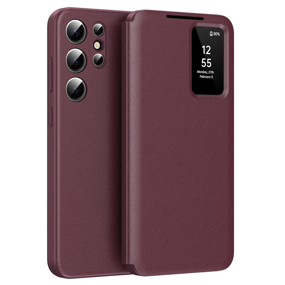 For Samsung Galaxy S25 Ultra Case Leather Phone Cover with View Window Card Slot