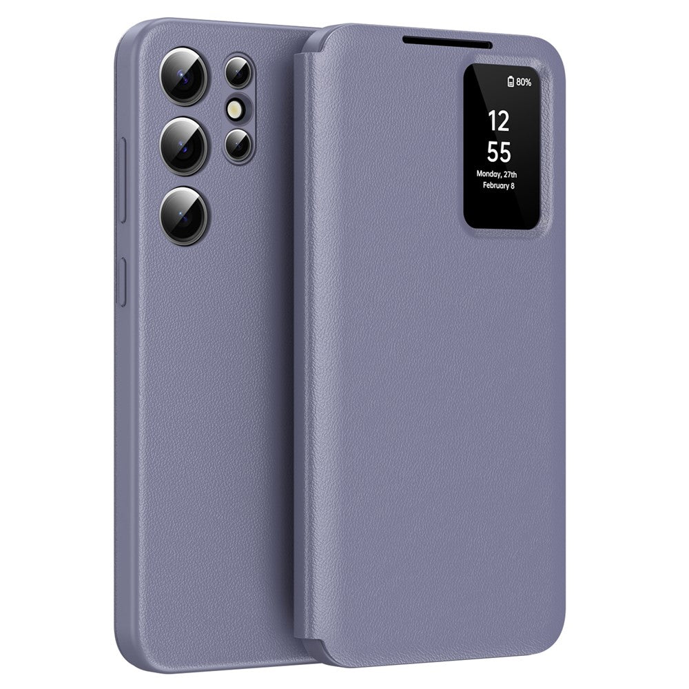 For Samsung Galaxy S25 Ultra Case Leather Phone Cover with View Window Card Slot