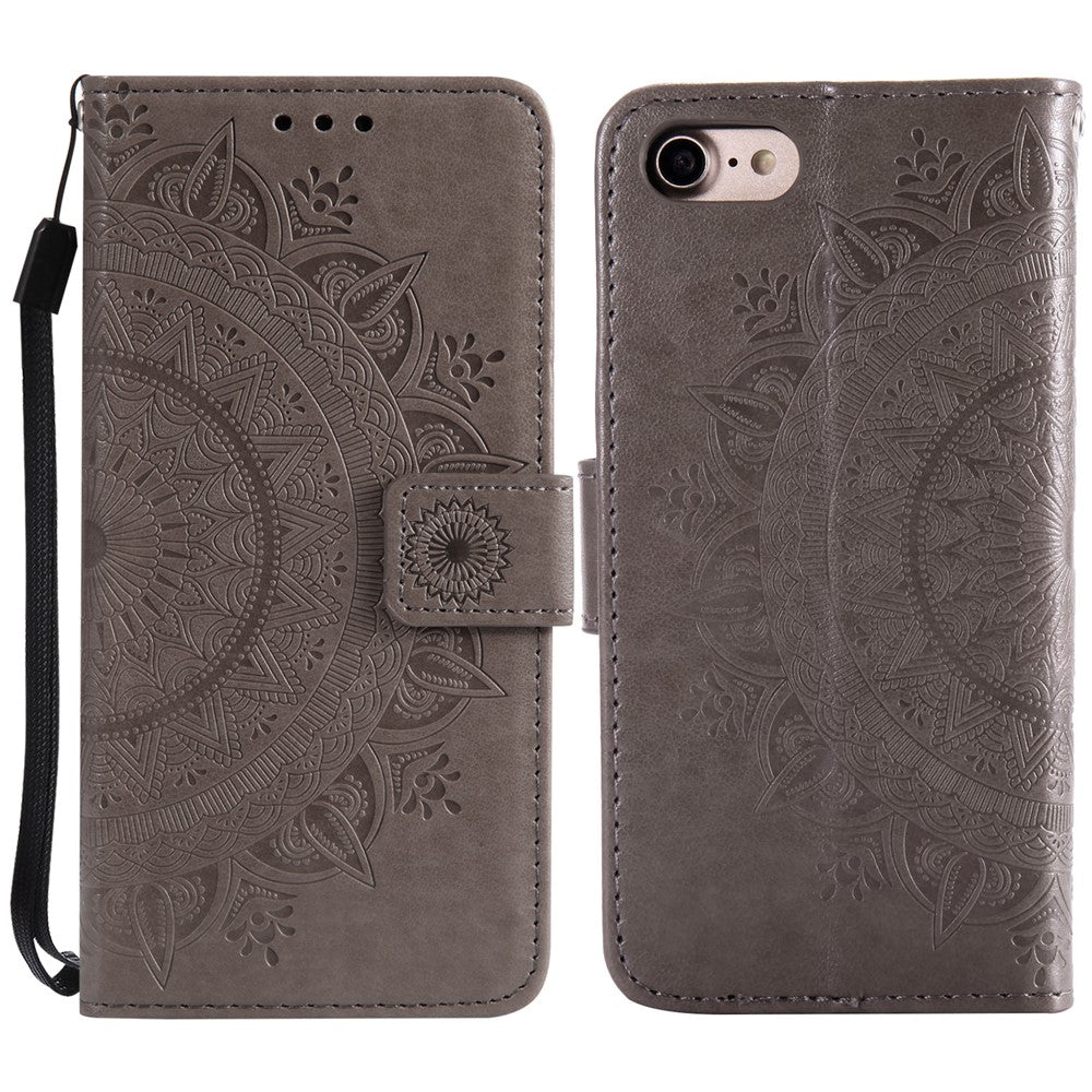 For iPhone 17e / 16e Stand Case Imprinted Totem PU Leather Wallet Phone Cover