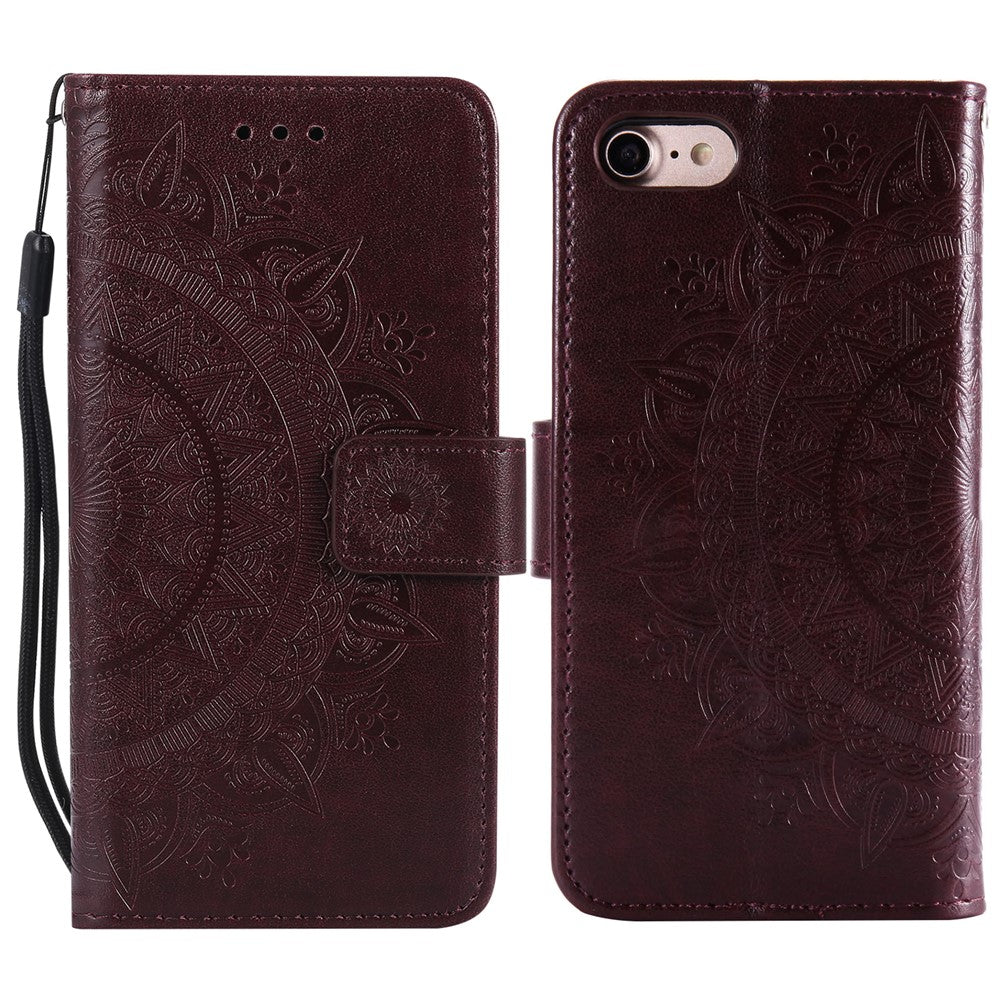 For iPhone 17e / 16e Stand Case Imprinted Totem PU Leather Wallet Phone Cover