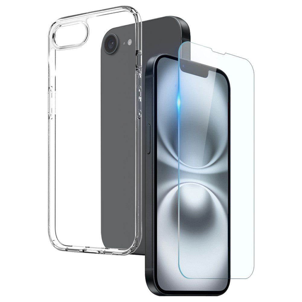 NORTHJO For iPhone 17e / 16e Clear Case Soft TPU Phone Cover with Tempered Glass Screen Protector