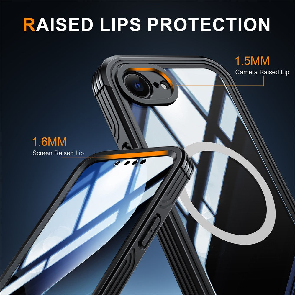 For iPhone 17e / 16e Compatible with MagSafe Case PC+TPU Phone Cover with Tempered Glass Screen Film