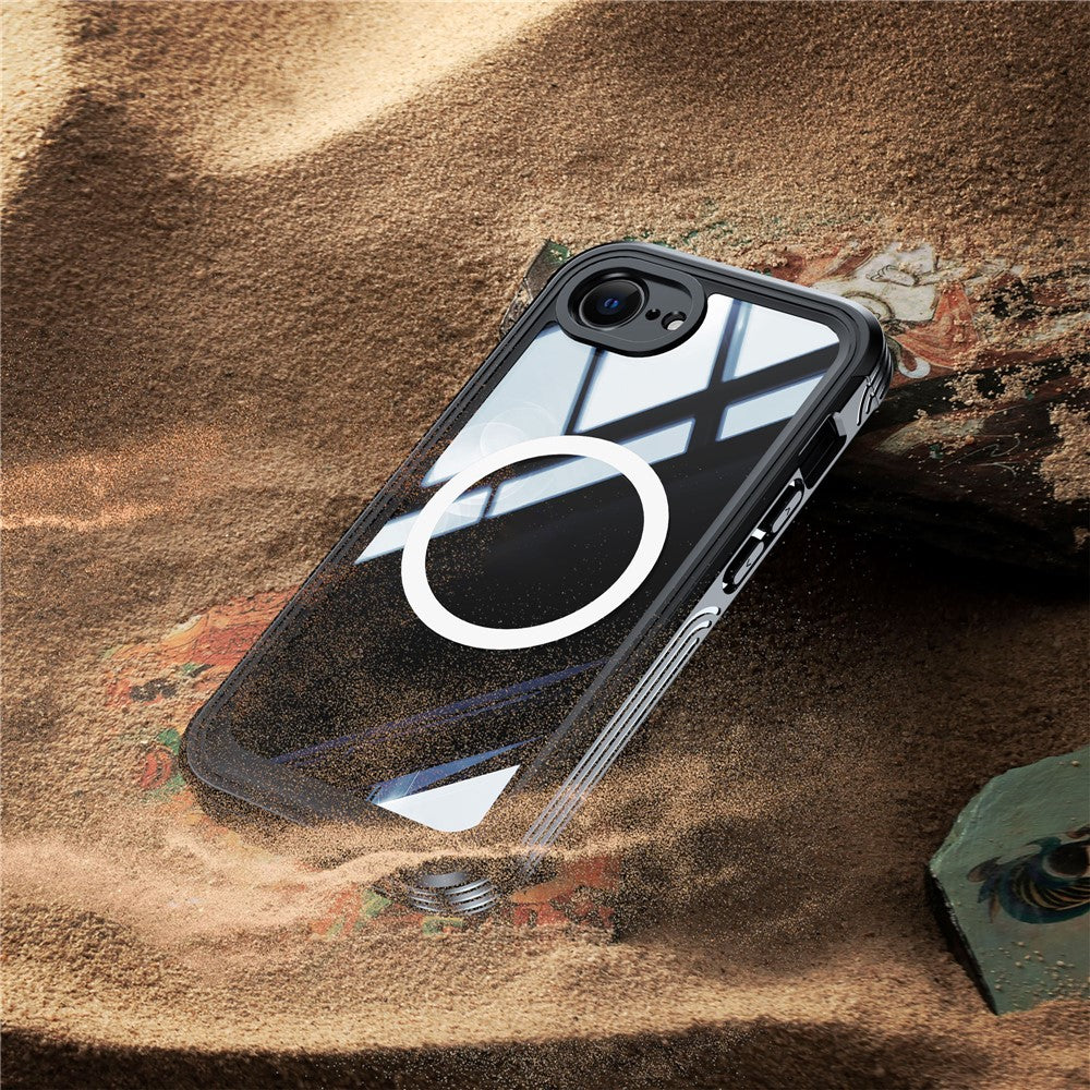 For iPhone 17e / 16e Compatible with MagSafe Case PC+TPU Phone Cover with Tempered Glass Screen Film