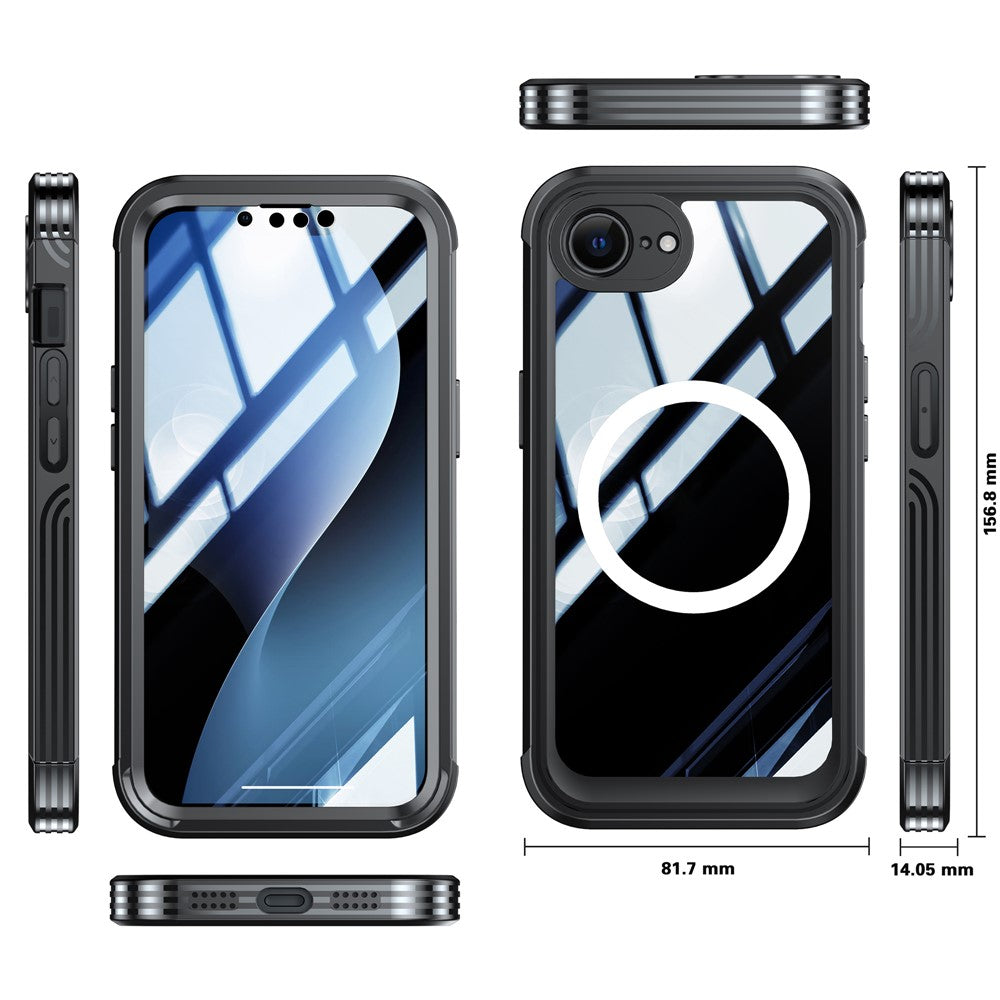 For iPhone 17e / 16e Compatible with MagSafe Case PC+TPU Phone Cover with Tempered Glass Screen Film