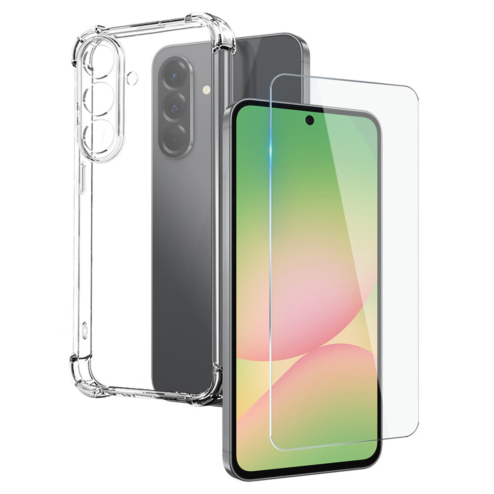 NORTHJO For Samsung Galaxy A56 5G Clear Phone Case Four Corner Shockproof TPU Cover with Tempered Glass