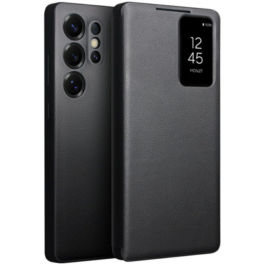 QIALINO Echtleder Flip Case mit Sichtfenster für Samsung Galaxy S25 Ultra