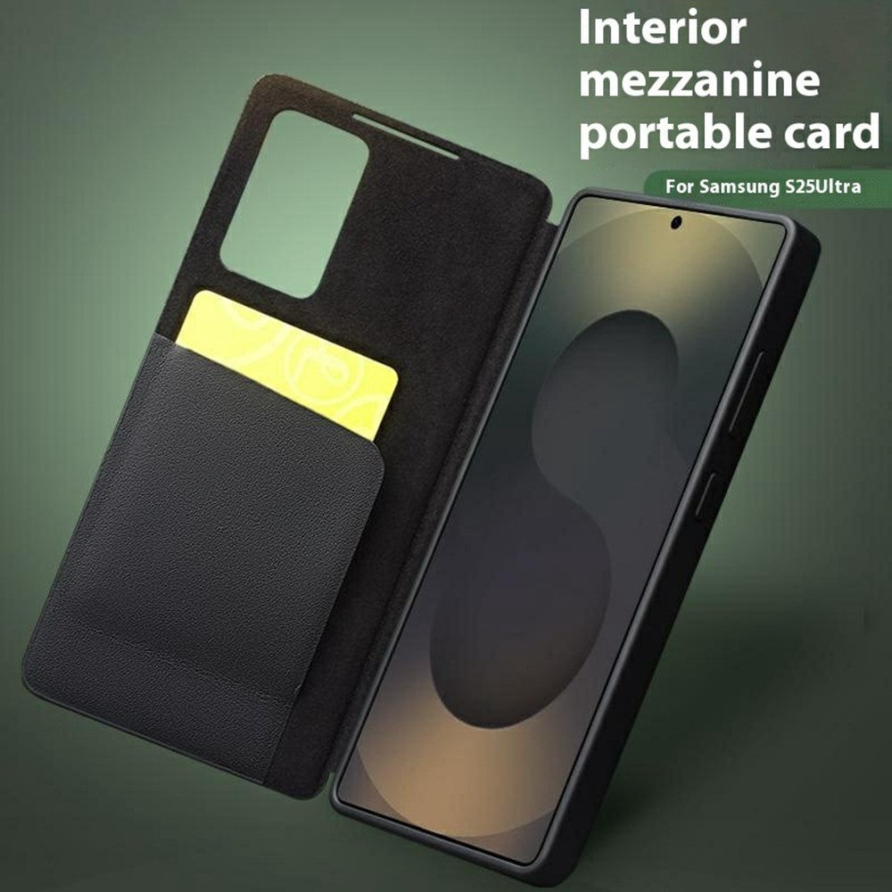 QIALINO Echtleder Flip Case mit Sichtfenster für Samsung Galaxy S25 Ultra