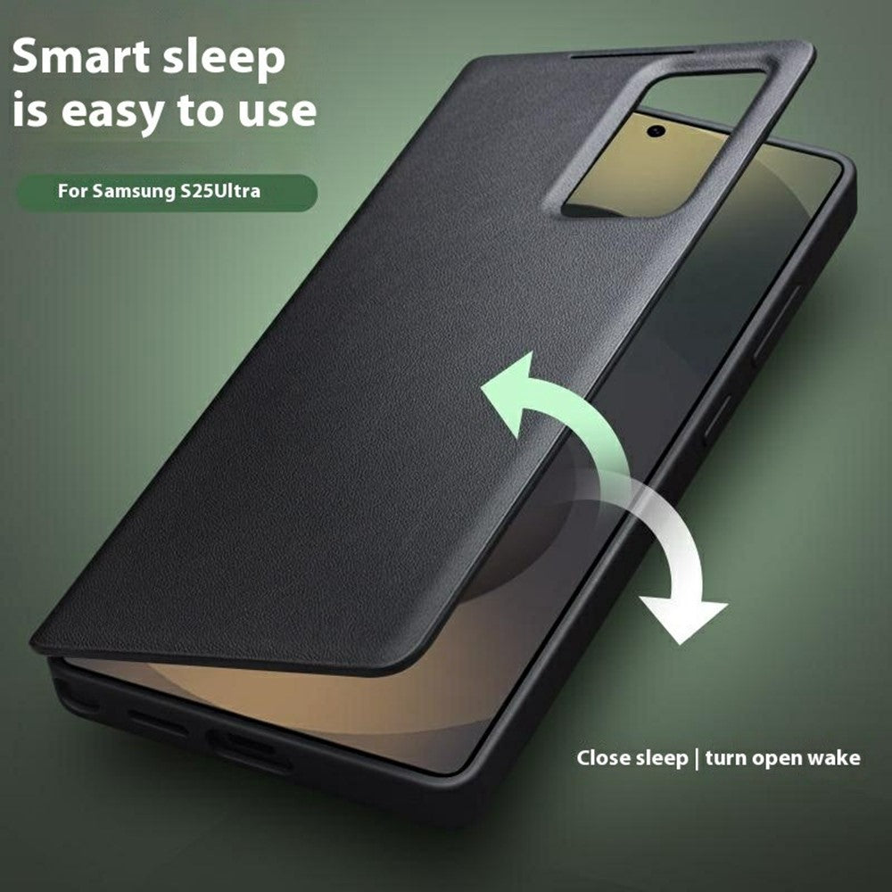 QIALINO Echtleder Flip Case mit Sichtfenster für Samsung Galaxy S25 Ultra