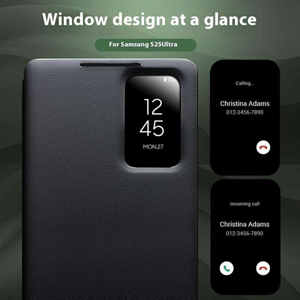 QIALINO Echtleder Flip Case mit Sichtfenster für Samsung Galaxy S25 Ultra