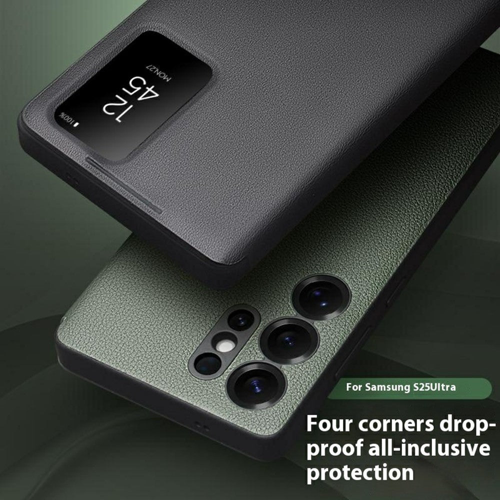 QIALINO Echtleder Flip Case mit Sichtfenster für Samsung Galaxy S25 Ultra