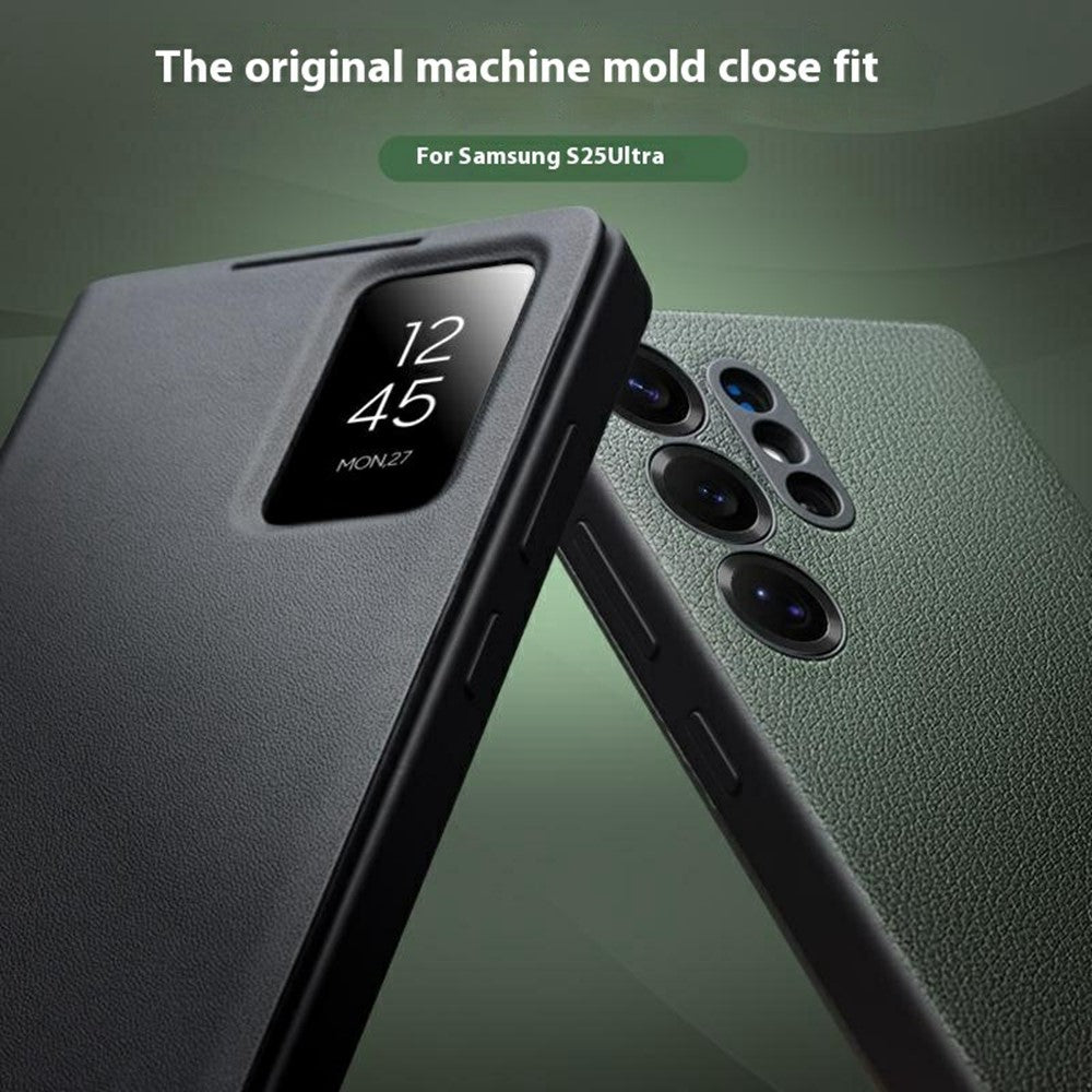 QIALINO Echtleder Flip Case mit Sichtfenster für Samsung Galaxy S25 Ultra