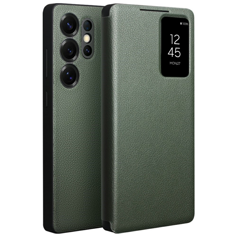 QIALINO Echtleder Flip Case mit Sichtfenster für Samsung Galaxy S25 Ultra
