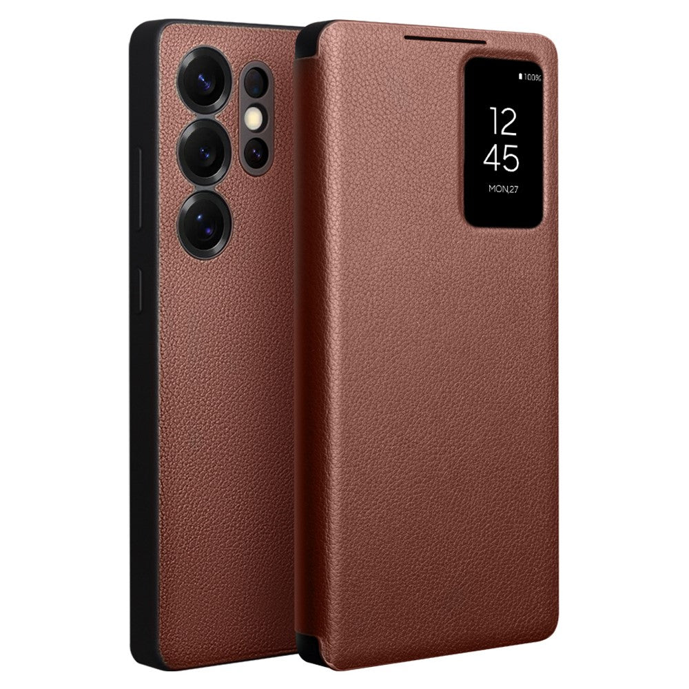 QIALINO Echtleder Flip Case mit Sichtfenster für Samsung Galaxy S25 Ultra