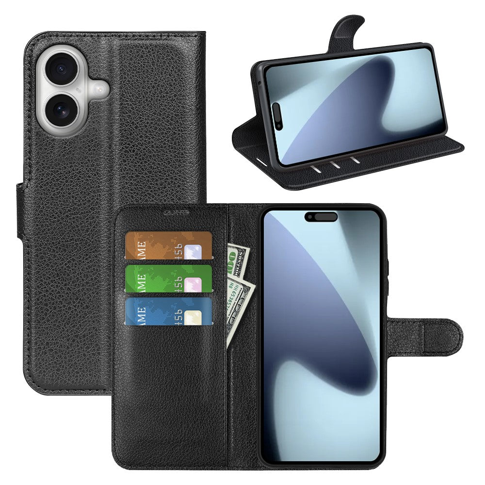 For iPhone 17 Case Litchi Texture Shockproof Leather Wallet Phone Cover