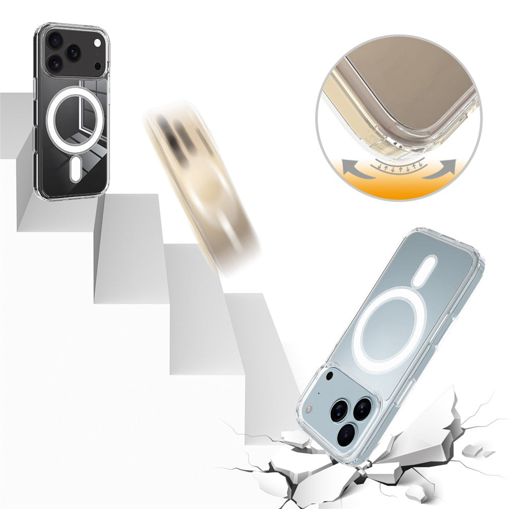 For iPhone 17 Pro Max Clear Phone Case Compatible with MagSafe TPU+Acrylic Back Cover