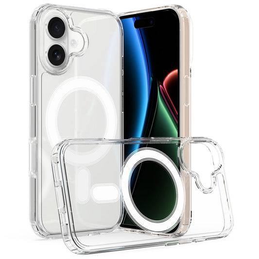 For iPhone 17 Clear Phone Case Compatible with MagSafe TPU+Acrylic Back Cover
