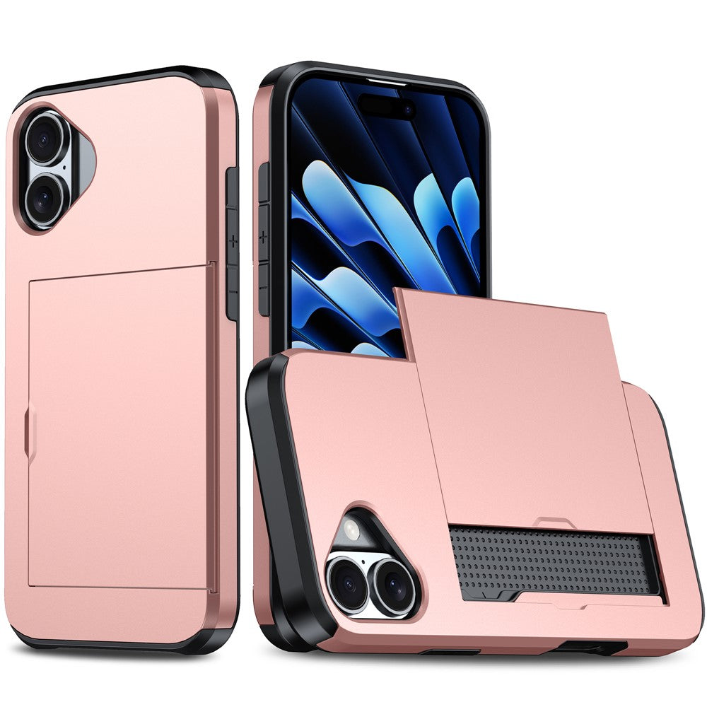 For iPhone 17 Case with Card Holder TPU + PC Phone Back Cover