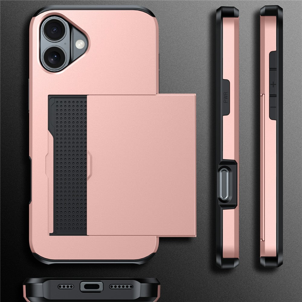 For iPhone 17 Case with Card Holder TPU + PC Phone Back Cover