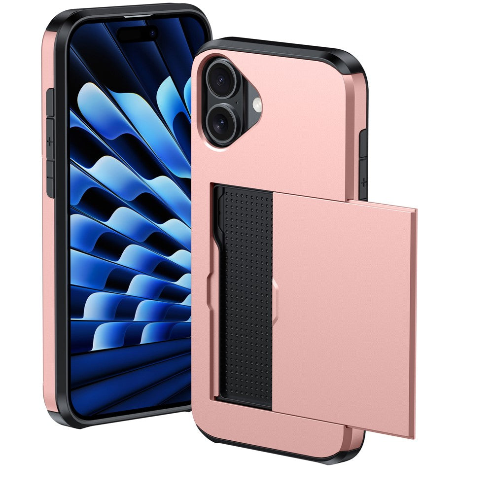 For iPhone 17 Case with Card Holder TPU + PC Phone Back Cover
