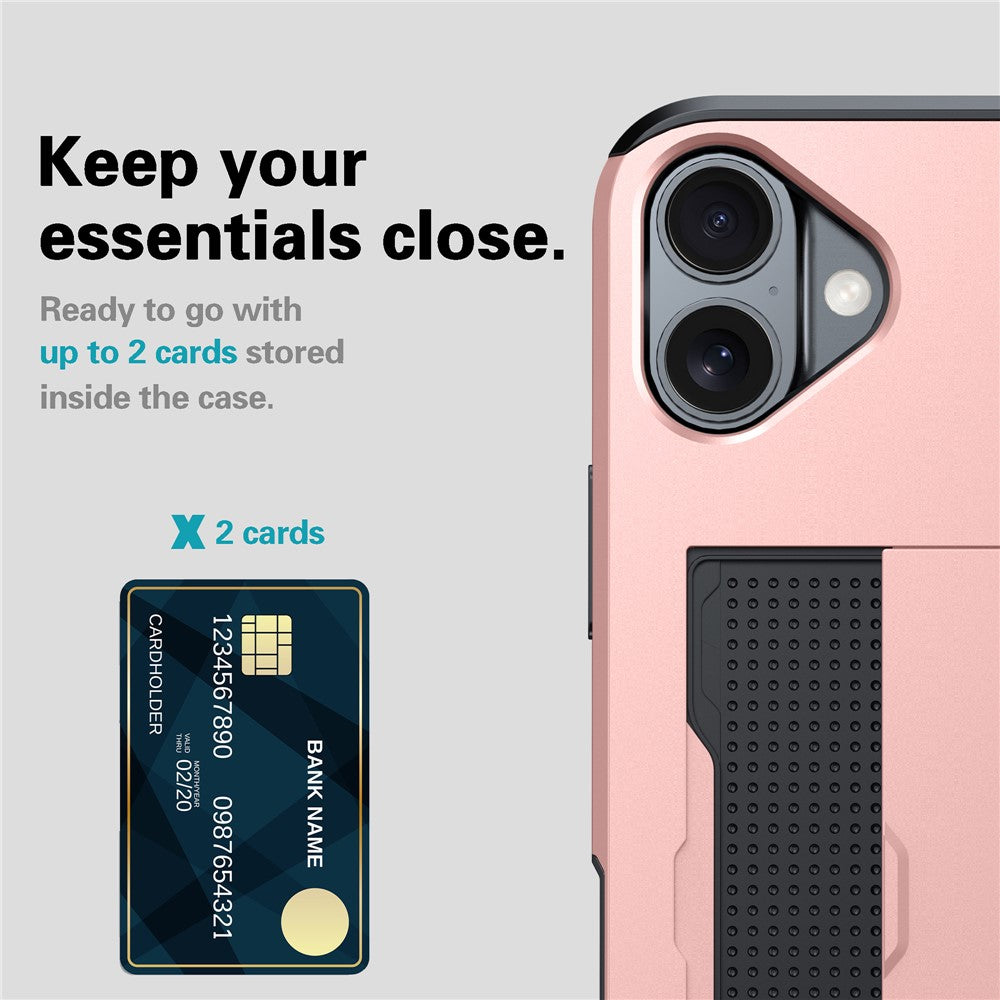 For iPhone 17 Case with Card Holder TPU + PC Phone Back Cover