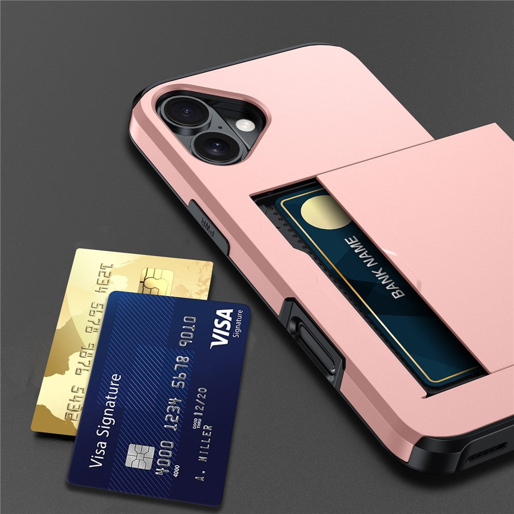 For iPhone 17 Case with Card Holder TPU + PC Phone Back Cover