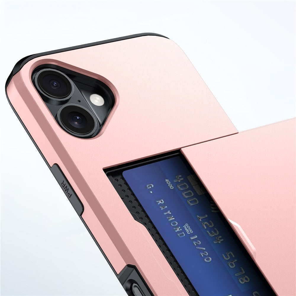 For iPhone 17 Case with Card Holder TPU + PC Phone Back Cover