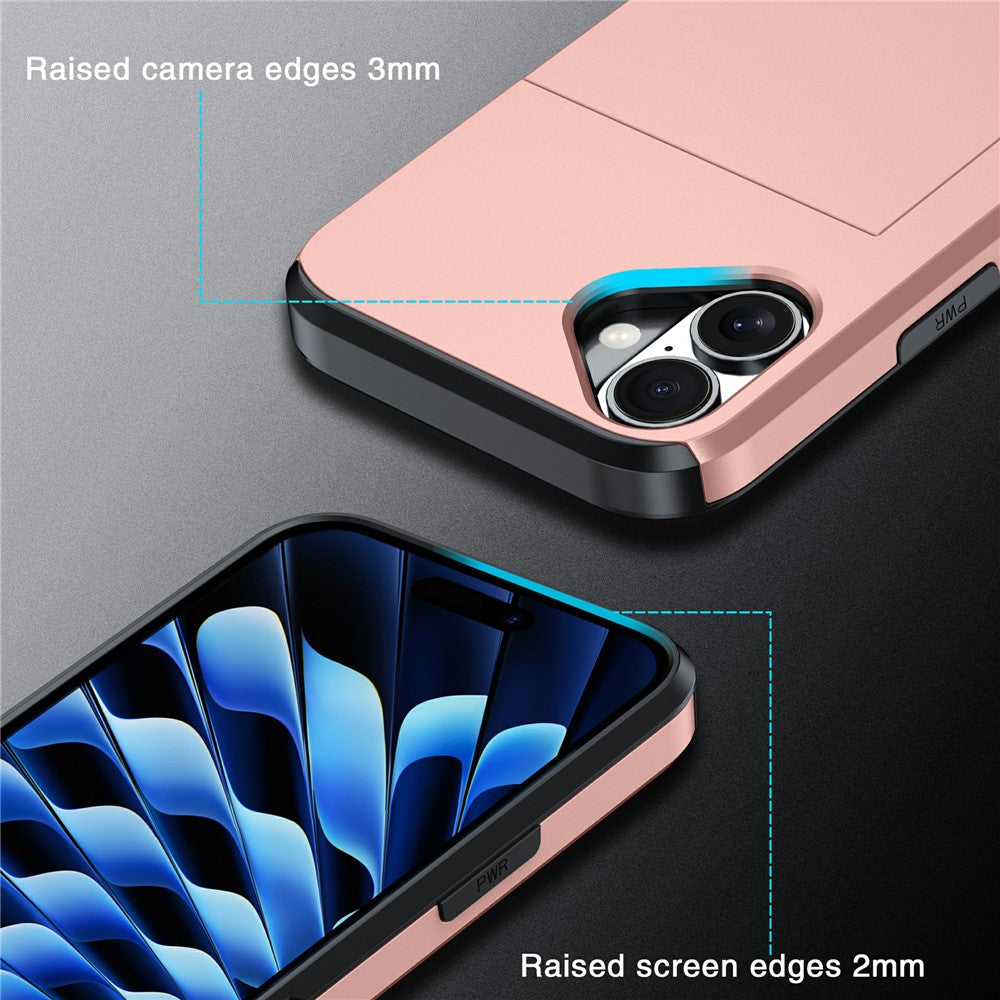 For iPhone 17 Case with Card Holder TPU + PC Phone Back Cover