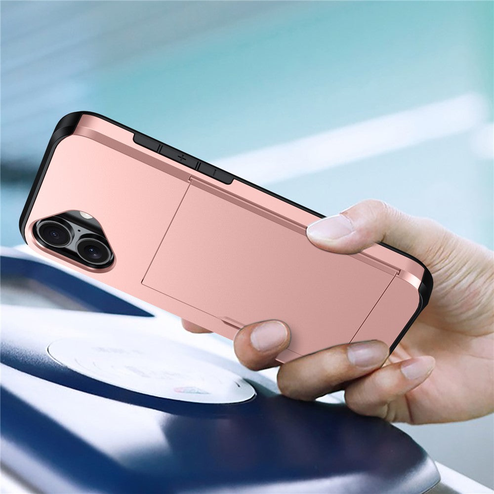 For iPhone 17 Case with Card Holder TPU + PC Phone Back Cover