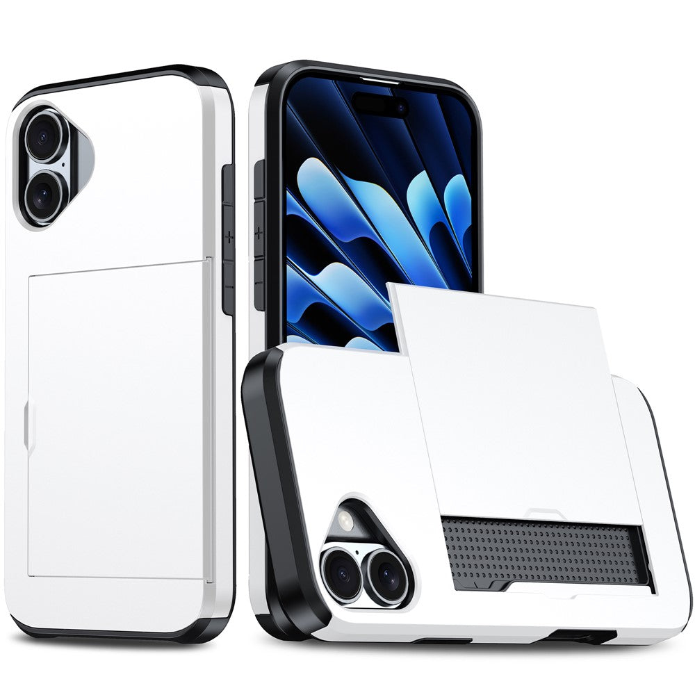 For iPhone 17 Case with Card Holder TPU + PC Phone Back Cover