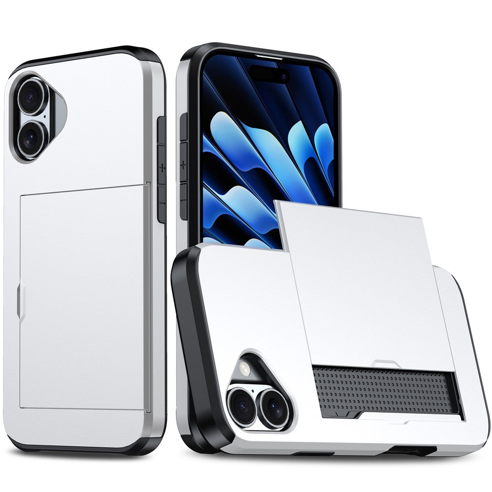 For iPhone 17 Case with Card Holder TPU + PC Phone Back Cover